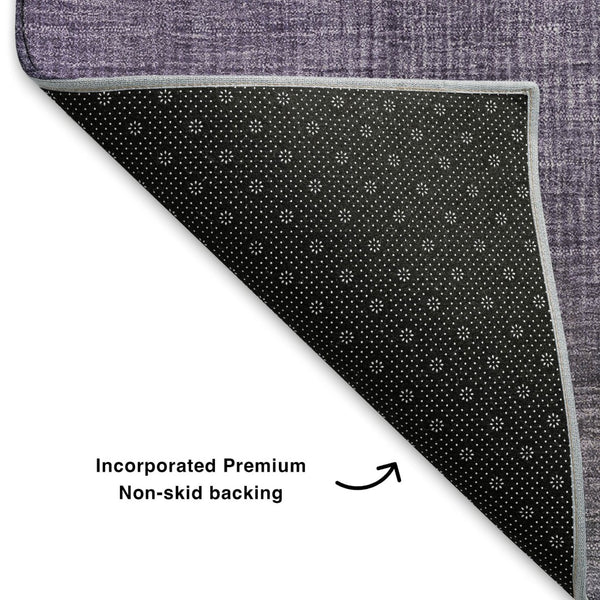 HomeRoots 5' X 8' Striped Washable Area Rug in Olive Green, Purple & Gray - UV Protected for Durability & Style 699606