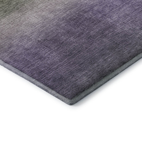 HomeRoots 5' X 8' Striped Washable Area Rug in Olive Green, Purple & Gray - UV Protected for Durability & Style 699606