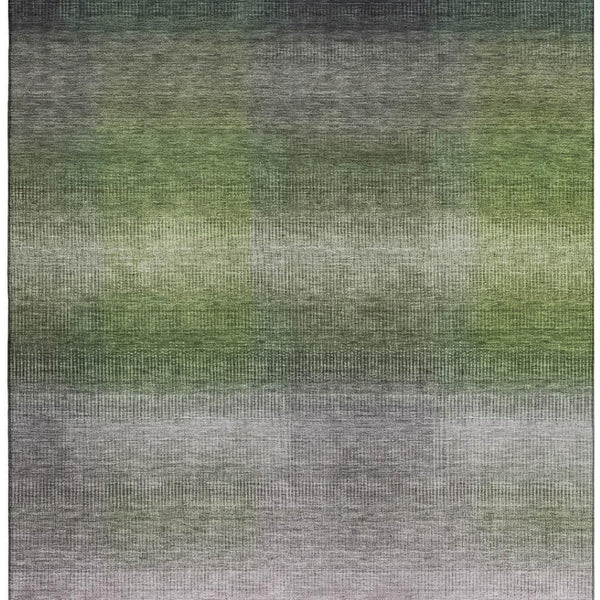 HomeRoots 5' X 8' Striped Washable Area Rug in Olive Green, Purple & Gray - UV Protected for Durability & Style 699606