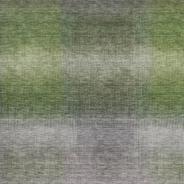 HomeRoots 8' X 10' Stylish Olive Green, Purple & Gray Striped Washable Area Rug with UV Protection & Non-Slip Backing 699608