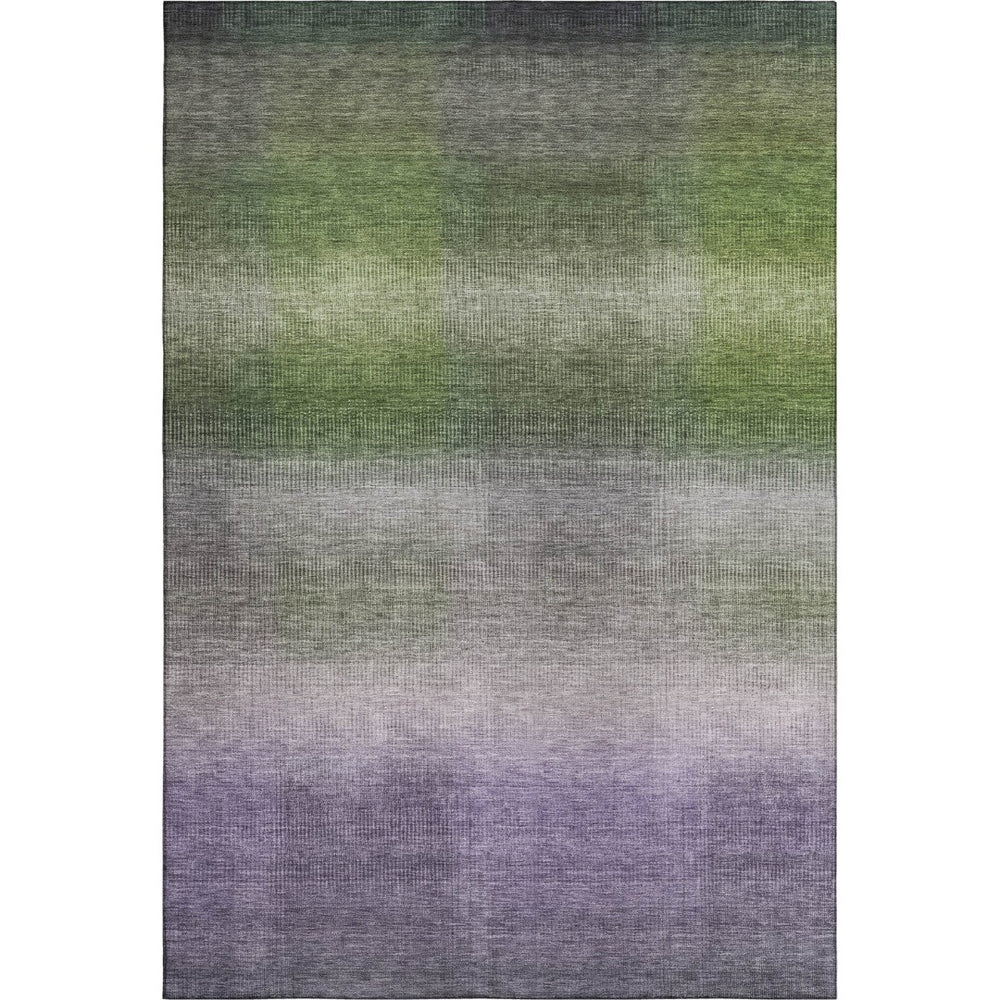 HomeRoots 9' Stylish Olive Green, Purple & Gray Striped Washable Area Rug with UV Protection for Homes 699609