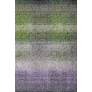 HomeRoots 9' Stylish Olive Green, Purple & Gray Striped Washable Area Rug with UV Protection for Homes 699609