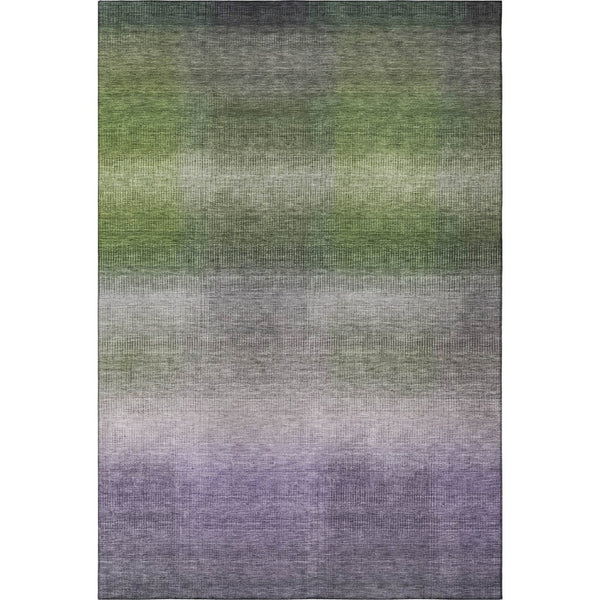 HomeRoots 9' Stylish Olive Green, Purple & Gray Striped Washable Area Rug with UV Protection for Homes 699609