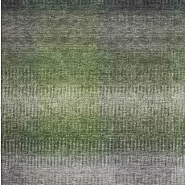 HomeRoots 10' Washable Striped Area Rug in Olive Green, Purple & Gray - UV Protection for Family Spaces 699610