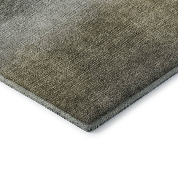 HomeRoots 8' Stylish Pewter Green & Silver Striped Washable Round Rug with UV Protection for Busy Homes 699613