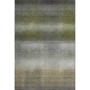HomeRoots 9' X 12' Washable Pewter Green & Silver Striped Area Rug with UV Protection for Homes & Kids 699615