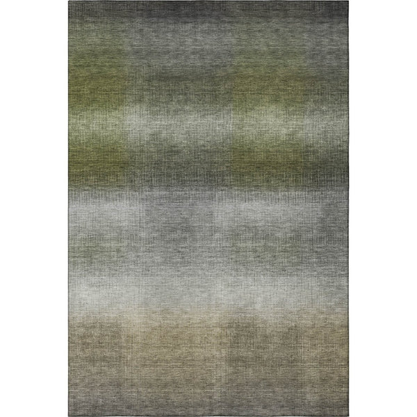 HomeRoots 10' X 14' Striped Pewter Green & Silver Washable Area Rug with UV Protection for Busy Homes 699616