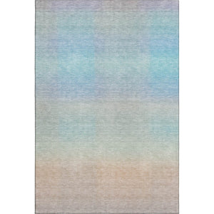 HomeRoots 9' X 12' Sky Blue, Peach & Lilac Striped Area Rug - Washable, UV-Protected, Perfect for Any Space! 699621
