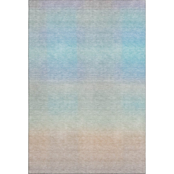 HomeRoots 9' X 12' Sky Blue, Peach & Lilac Striped Area Rug - Washable, UV-Protected, Perfect for Any Space! 699621
