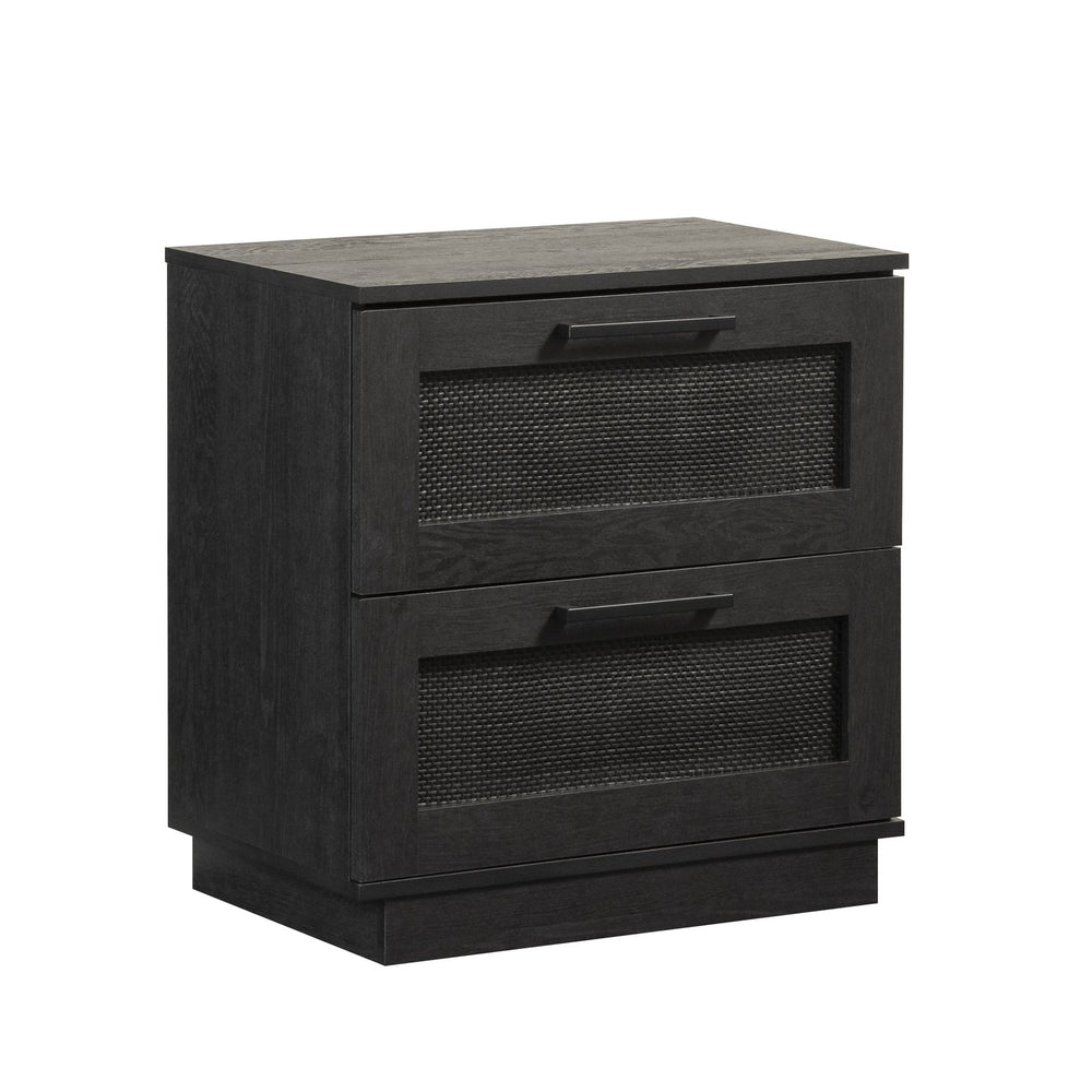 English Elm Night Stand - Sleek Black Finish With Smooth-Glide Drawers For Stylish Bedroom Organization & Storage B356P402747