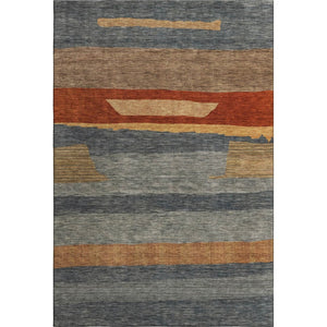 HomeRoots 10' X 14' Blue Striped Washable Area Rug with UV Protection – Perfect for High-Traffic Family Spaces! 699628