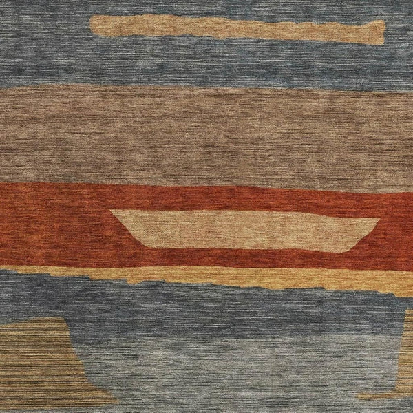 HomeRoots 10' X 14' Blue Striped Washable Area Rug with UV Protection – Perfect for High-Traffic Family Spaces! 699628