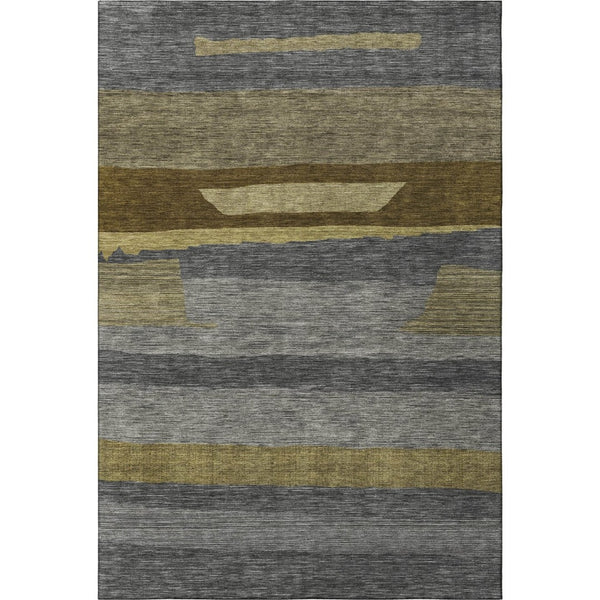 HomeRoots 5' X 8' Gray Copper Brown Striped Washable Area Rug - Stylish, Durable, UV Resistant for Any Space 699630