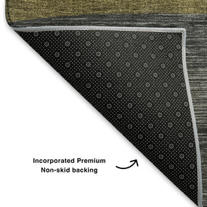 HomeRoots 8' X 10' Transitional Gray Copper Brown Striped Washable Area Rug with UV Protection & Durability 699632