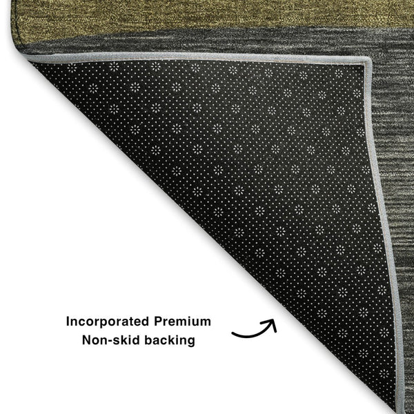 HomeRoots 8' X 10' Transitional Gray Copper Brown Striped Washable Area Rug with UV Protection & Durability 699632