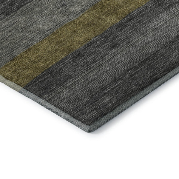 HomeRoots 8' X 10' Transitional Gray Copper Brown Striped Washable Area Rug with UV Protection & Durability 699632