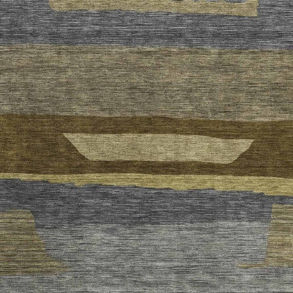 HomeRoots 8' X 10' Transitional Gray Copper Brown Striped Washable Area Rug with UV Protection & Durability 699632