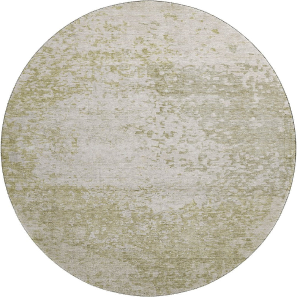 HomeRoots 8' Beige And Ivory Abstract Round Rug - Washable, UV-Protected, Soft, Durable for Any Room 699637