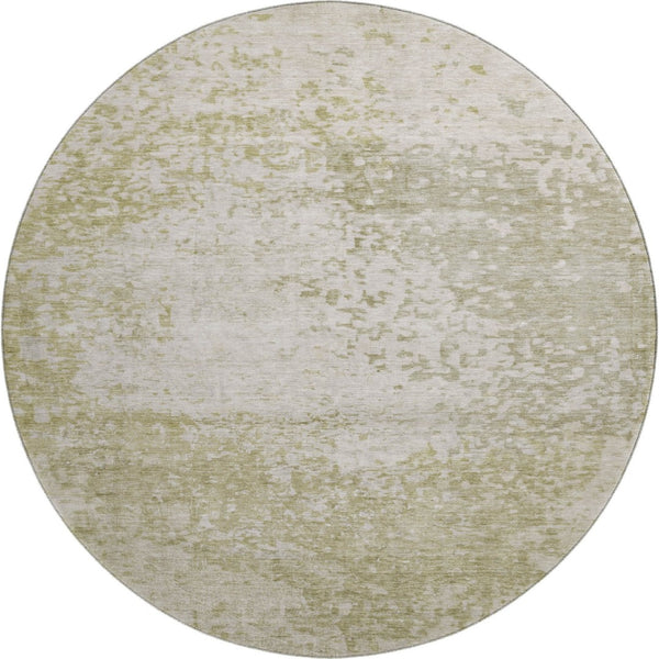 HomeRoots 8' Beige And Ivory Abstract Round Rug - Washable, UV-Protected, Soft, Durable for Any Room 699637