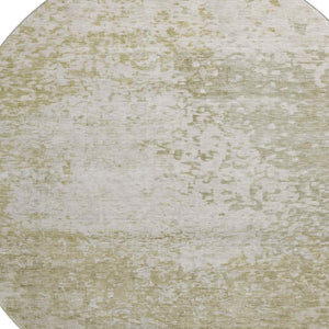 HomeRoots 8' Beige And Ivory Abstract Round Rug - Washable, UV-Protected, Soft, Durable for Any Room 699637