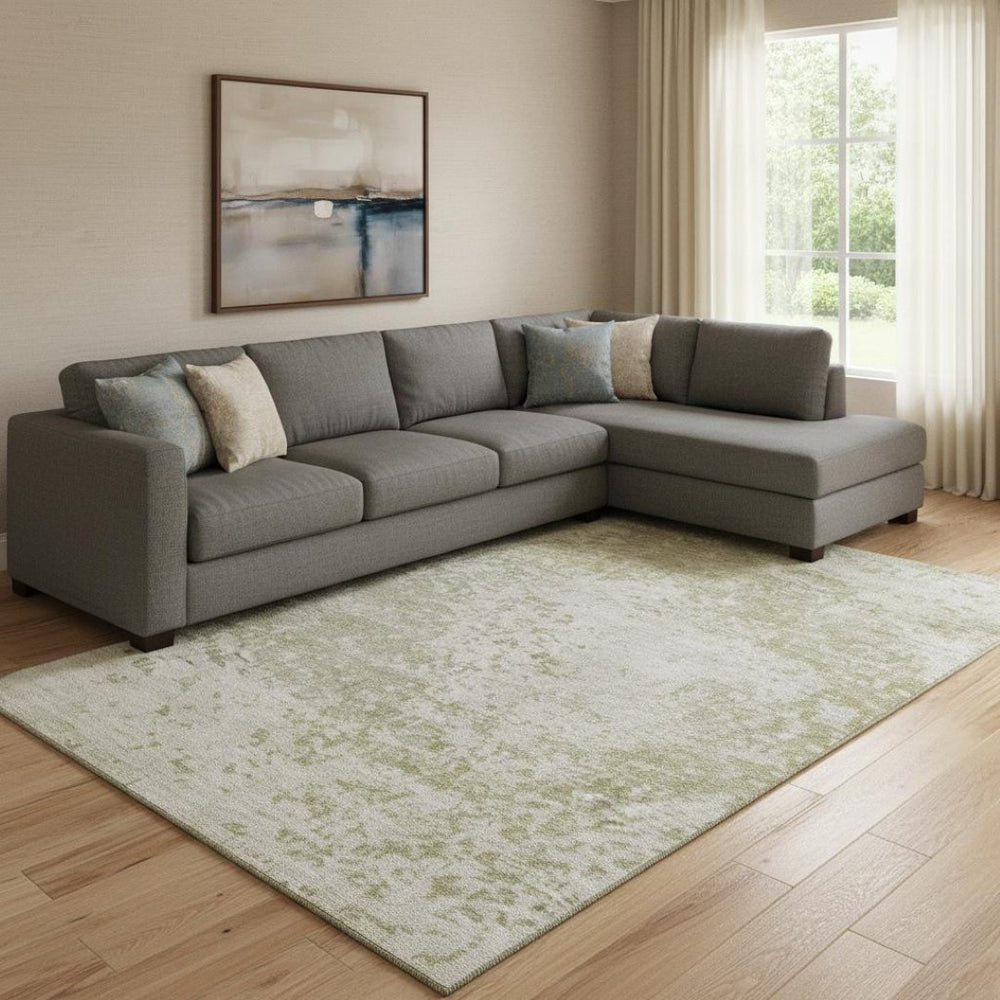 HomeRoots 8' X 10' Beige & Ivory Abstract Washable Area Rug – Stain Resistant, UV Protected, Stylish & Durable! 699638