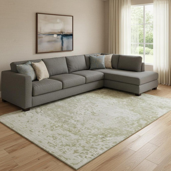 HomeRoots 8' X 10' Beige & Ivory Abstract Washable Area Rug – Stain Resistant, UV Protected, Stylish & Durable! 699638