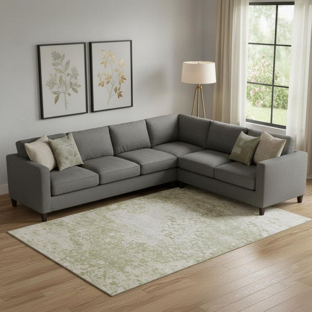 HomeRoots 9' X 12' Beige and Ivory Abstract Area Rug – Washable, UV-Protected, Durable Design for Modern Homes 699639