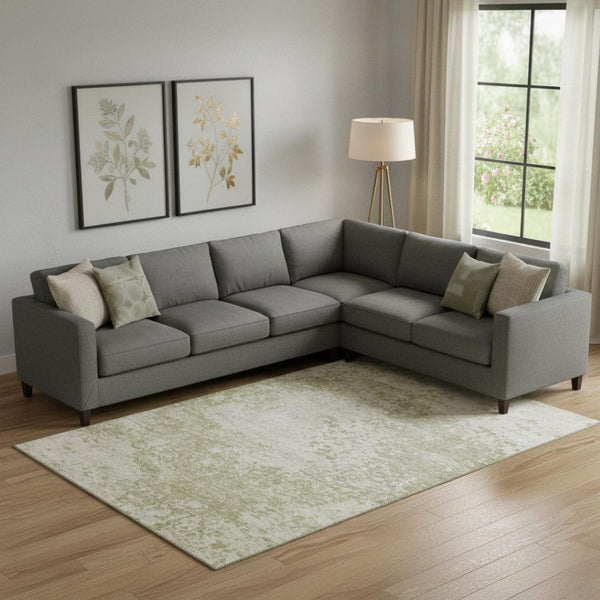 HomeRoots 9' X 12' Beige and Ivory Abstract Area Rug – Washable, UV-Protected, Durable Design for Modern Homes 699639