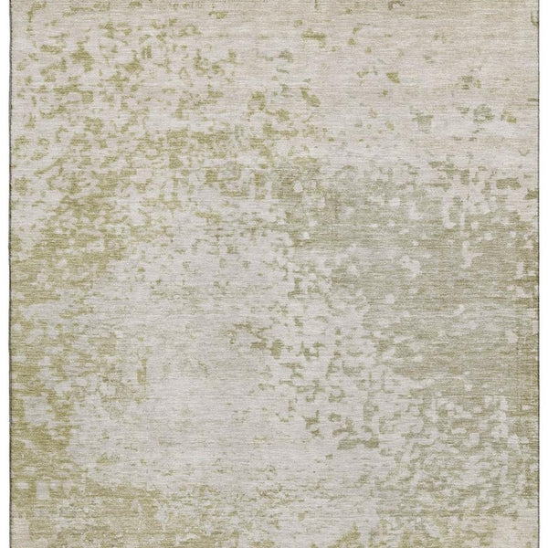HomeRoots 10' X 14' Beige and Ivory Abstract Washable Area Rug - Durable, Stylish, UV Protected for Family Homes 699640