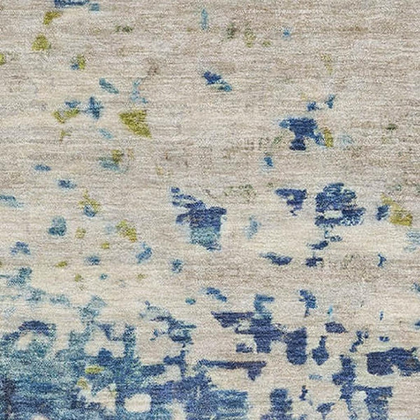 HomeRoots 5' X 8' Blue Green Beige Abstract Area Rug – Stain Resistant, UV Protected, Perfect for Pets & Kids 699642