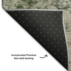HomeRoots 9' X 12' Abstract Area Rug in Blue, Green & Beige - Washable, UV Protection, Pet-Friendly Design 699645