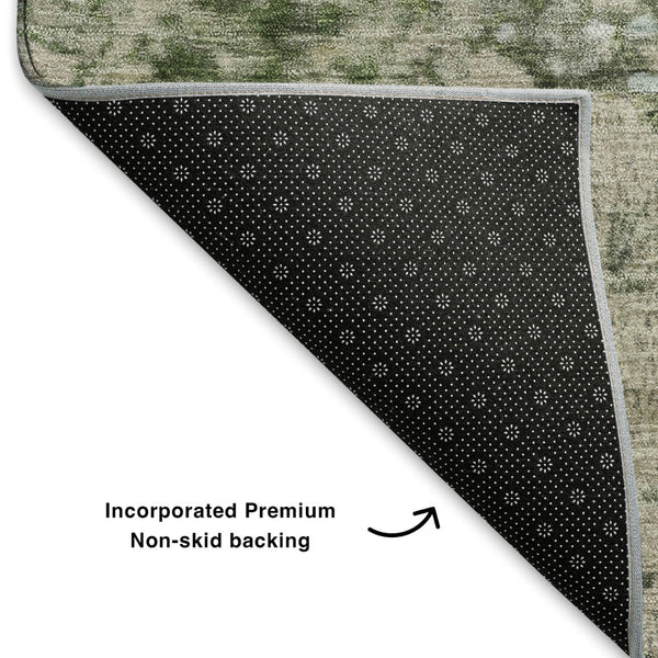 HomeRoots 9' X 12' Abstract Area Rug in Blue, Green & Beige - Washable, UV Protection, Pet-Friendly Design 699645