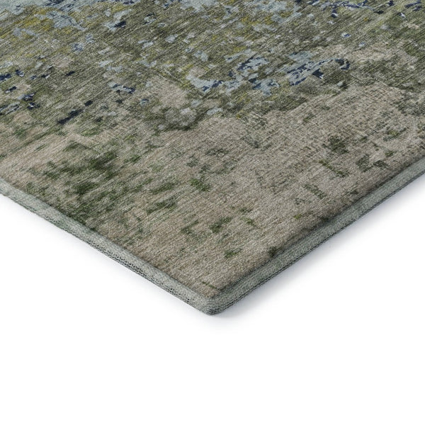 HomeRoots 9' X 12' Abstract Area Rug in Blue, Green & Beige - Washable, UV Protection, Pet-Friendly Design 699645