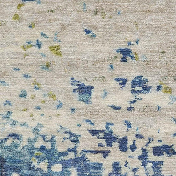 HomeRoots 10' Abstract Washable Area Rug in Blue, Green & Beige - UV Protected, Durable, Low-Maintenance Design 699646