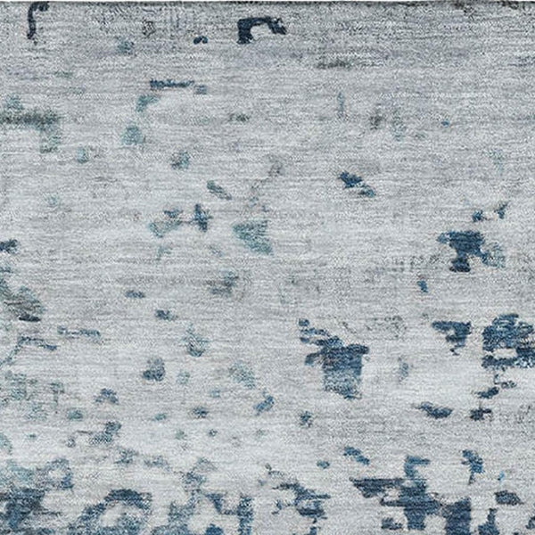 HomeRoots 5' X 8' Abstract Washable Area Rug in Denim Blue & Gray with UV Protection for Busy Homes 699648