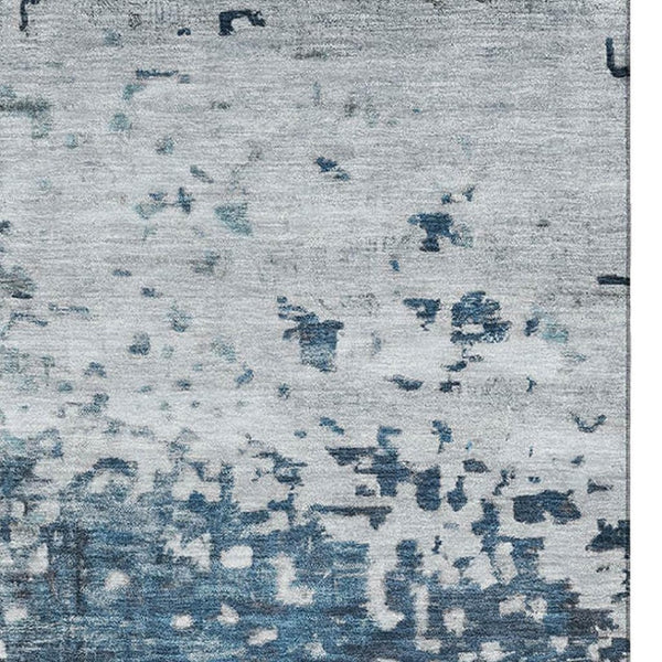 HomeRoots 5' X 8' Abstract Washable Area Rug in Denim Blue & Gray with UV Protection for Busy Homes 699648