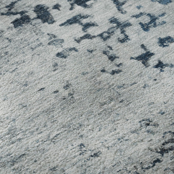 HomeRoots 8' Abstract Washable Round Rug in Denim Blue, Gray & Sky Blue - UV Protected, Stain Resistant, Durable 699649