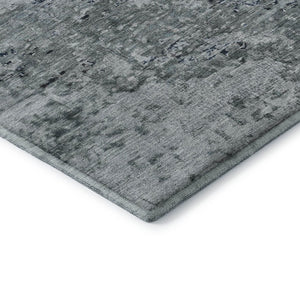 HomeRoots 9' X 12' Washable Denim Blue & Gray Abstract Area Rug with UV Protection for High-Traffic Spaces 699651