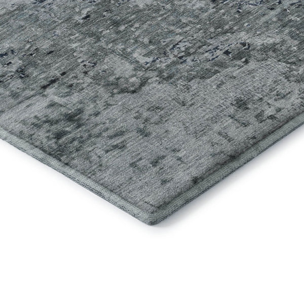 HomeRoots 9' X 12' Washable Denim Blue & Gray Abstract Area Rug with UV Protection for High-Traffic Spaces 699651