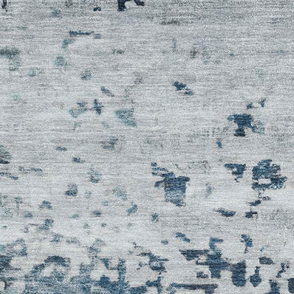 HomeRoots 9' X 12' Washable Denim Blue & Gray Abstract Area Rug with UV Protection for High-Traffic Spaces 699651