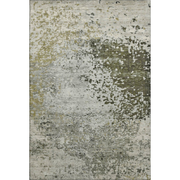 HomeRoots 5' X 8' Graphite Green and Ivory Abstract Area Rug - Washable, UV Protected, Modern Comfort for Homes 699654