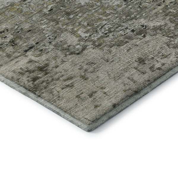HomeRoots 5' X 8' Graphite Green and Ivory Abstract Area Rug - Washable, UV Protected, Modern Comfort for Homes 699654