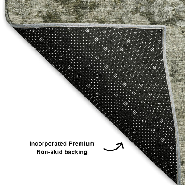 HomeRoots 8' X 10' Graphite Green & Ivory Stain-Resistant Area Rug with UV Protection for Busy Homes 699656