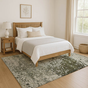 HomeRoots 8' X 10' Graphite Green & Ivory Stain-Resistant Area Rug with UV Protection for Busy Homes 699656