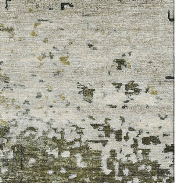 HomeRoots 8' X 10' Graphite Green & Ivory Stain-Resistant Area Rug with UV Protection for Busy Homes 699656