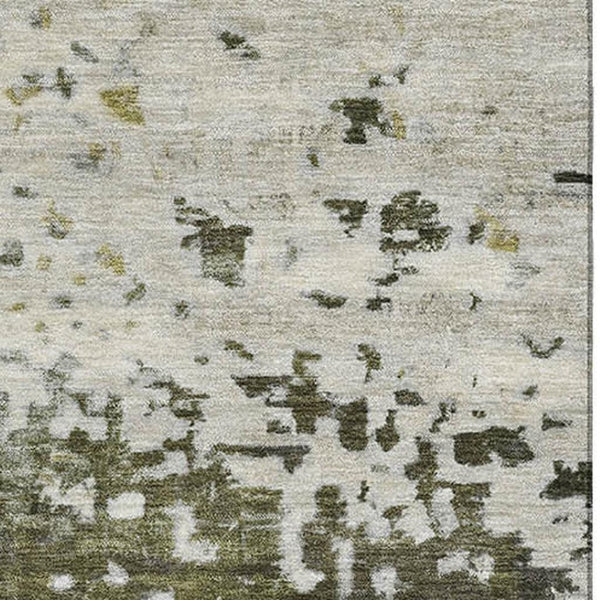 HomeRoots 9' X 12' Stylish Graphite Green & Ivory Abstract Area Rug – Washable, UV-Protected & Pet-Friendly! 699657