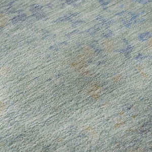HomeRoots 8' Washable Round Rug in Sky Blue, Fern Green & Beige - UV Protected, Stylish & Stain-Resistant Design 699661