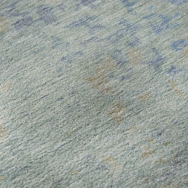 HomeRoots 8' Washable Round Rug in Sky Blue, Fern Green & Beige - UV Protected, Stylish & Stain-Resistant Design 699661