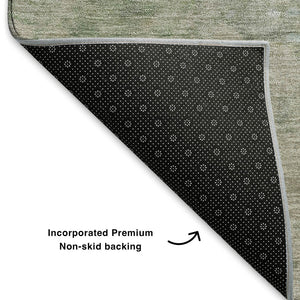 HomeRoots 9' X 12' Sky Blue, Fern Green & Beige Abstract Washable Area Rug - UV Protected & Easy Care Design 699663