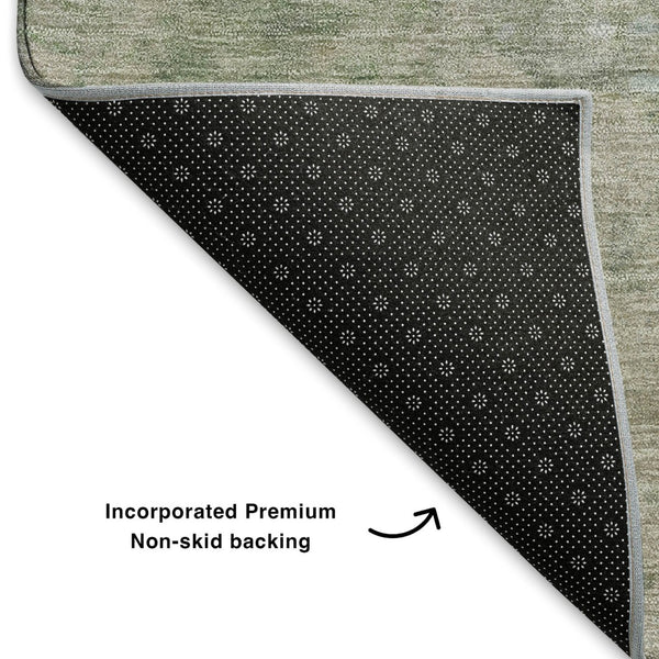 HomeRoots 9' X 12' Sky Blue, Fern Green & Beige Abstract Washable Area Rug - UV Protected & Easy Care Design 699663